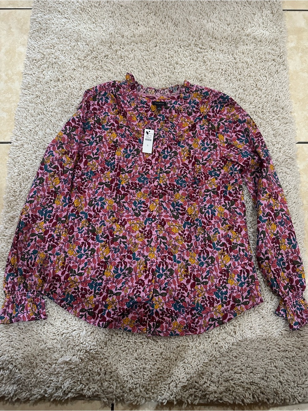 Talbots Pink Floral Long-Sleeve Blouse